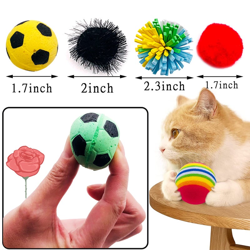 PET SHOW 20Pcs Cats Toys Interactive Kitten Ball Toys Assortments Variety Pack for Indoor Cats Mice Feather Sparkle Crinkle Ball Bells Spring - Image 3